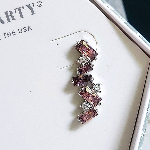 NWT Bomb Party 3148 Rhodolite Cubic Zirconia Sterling Silver Crawler Earrings - Picture 2 of 6